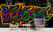 3D Dark Background Skull Colourful Graffiti Art Wall Mural Wallpaper ZY D38- Jess Art Decoration