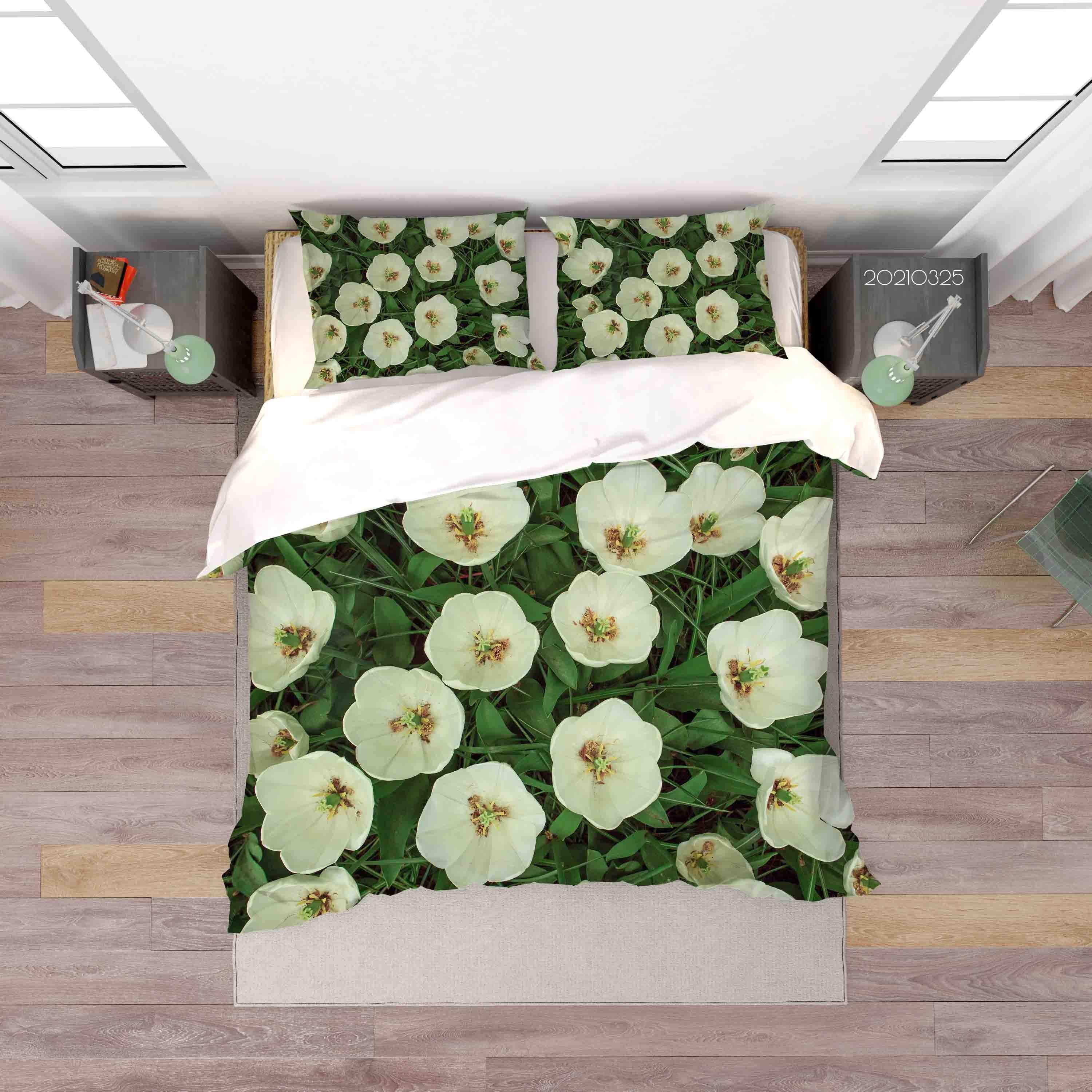 3D White Floral Quilt Cover Set Bedding Set Duvet Cover Pillowcases 294- Jess Art Decoration