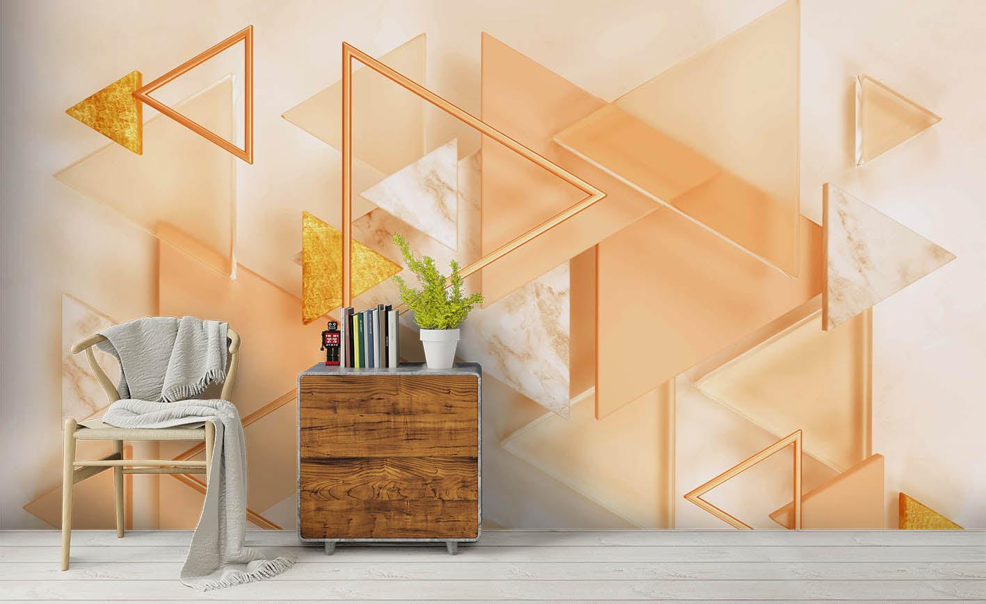 3D Orange Triangle Wall Mural Wallpaper 66- Jess Art Decoration