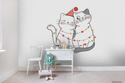 3D Cartoon Hand Drawn Couple Cat Animal Wall Mural Wallpaper LXL- Jess Art Decoration