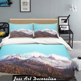 3D Blue Sky Snow Mountain Forest Quilt Cover Set Bedding Set Pillowcases 57- Jess Art Decoration