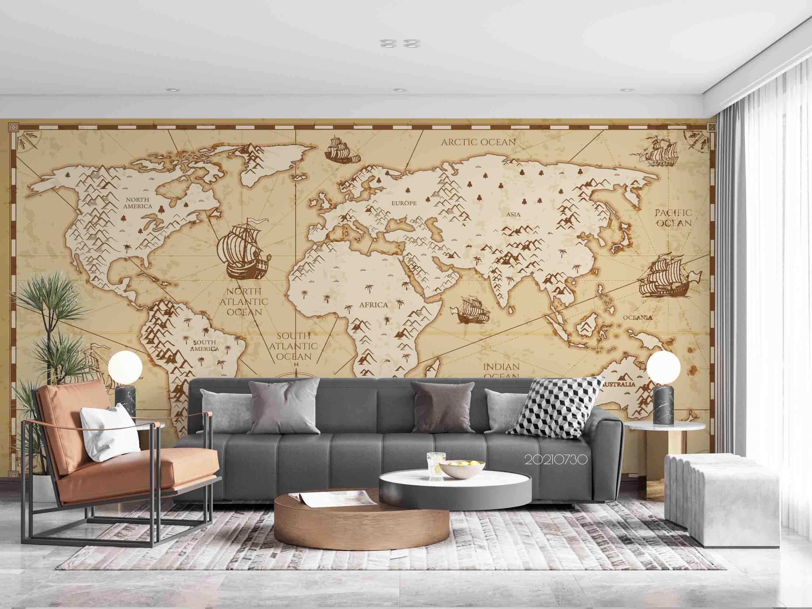 3D Vintage Old World Map Wall Mural Wallpaper SWW4476- Jess Art Decoration