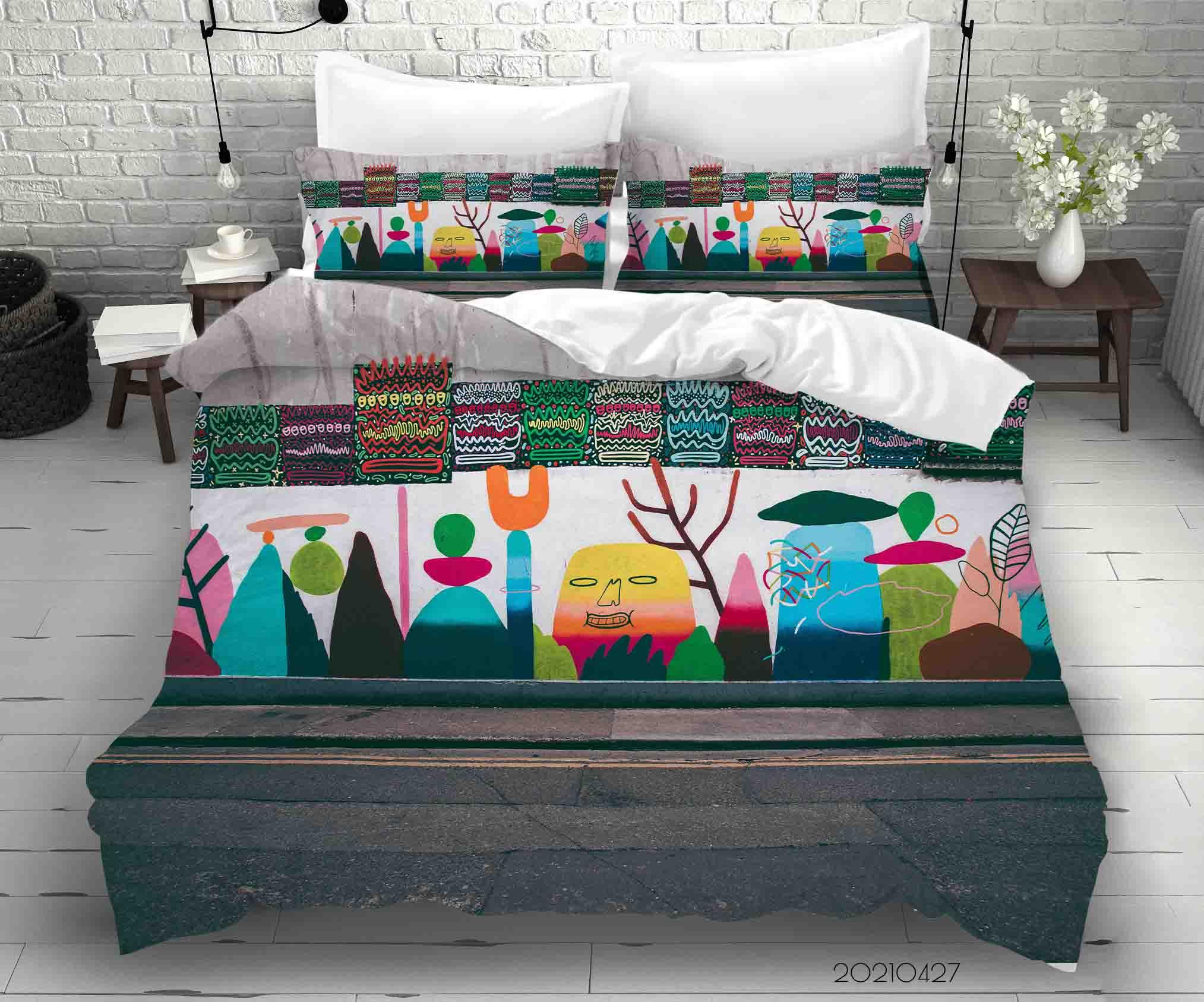 3D Abstract Art Street Graffiti Quilt Cover Set Bedding Set Duvet Cover Pillowcases 99- Jess Art Decoration