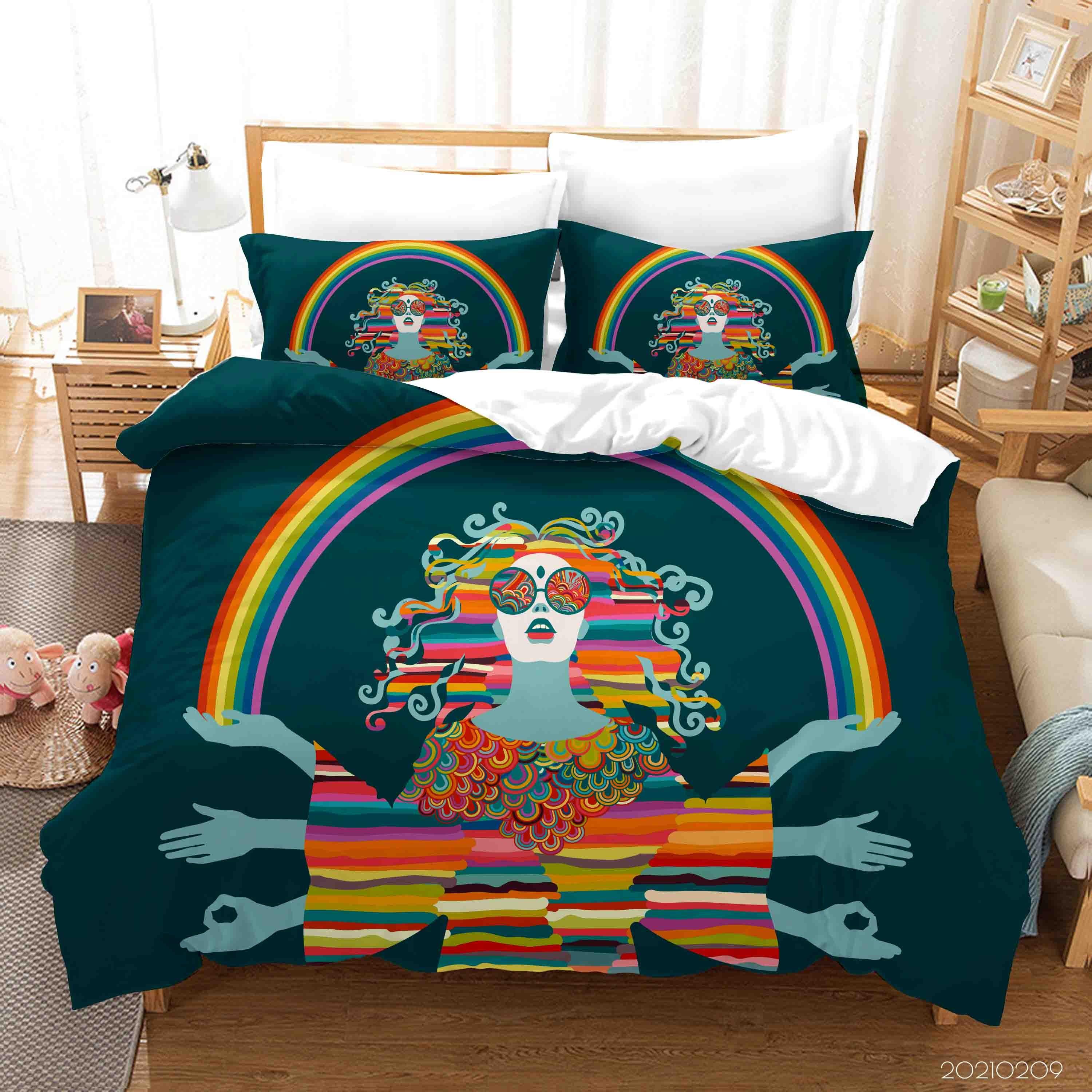 3D Abstract Colorful People Rainbow Quilt Cover Set Bedding Set Duvet Cover Pillowcases 282- Jess Art Decoration
