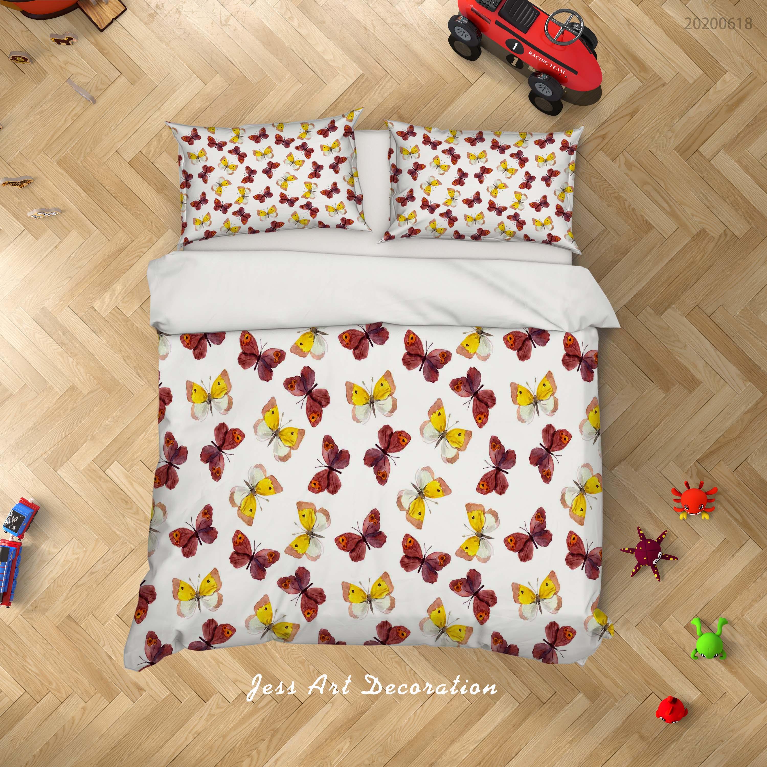 3D White Butterfly Quilt Cover Set Bedding Set Duvet Cover Pillowcases SF01- Jess Art Decoration