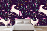 3D black unicorn floral wall mural wallpaper 76- Jess Art Decoration