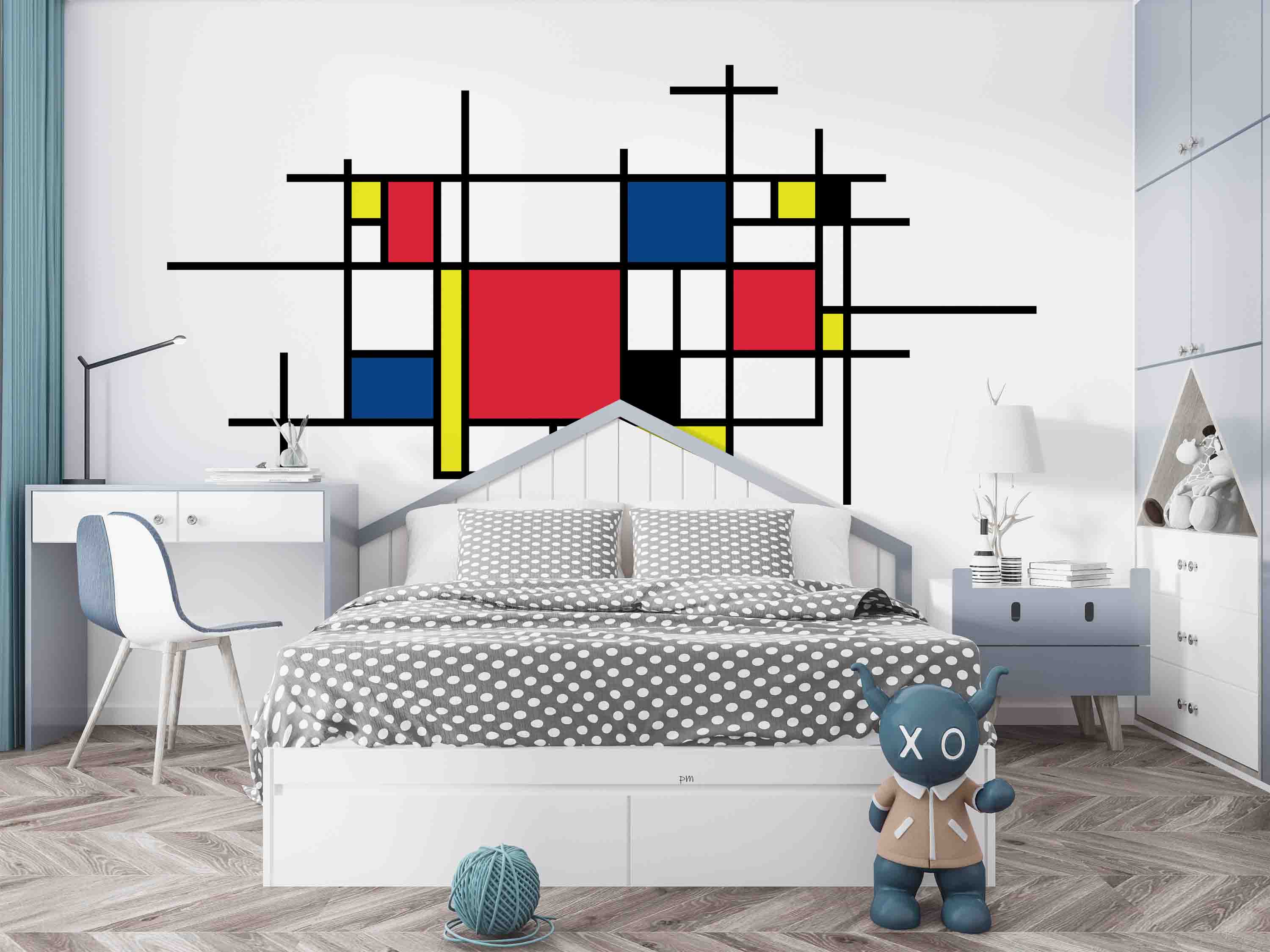 3D Modern Piet Mondrian Style Geometric Squares Wall Mural Wallpaper GD 1156- Jess Art Decoration