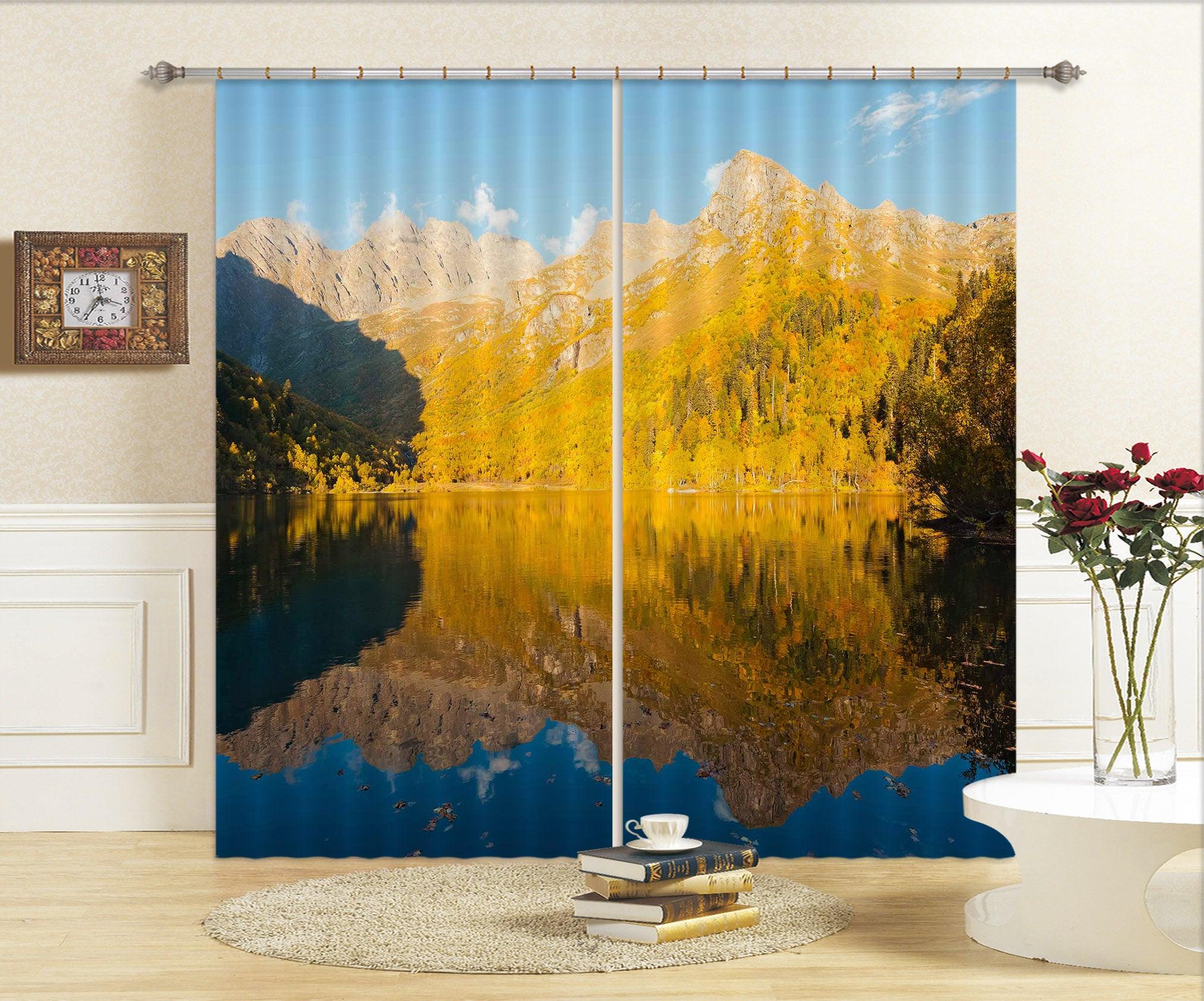 3D Landscape Mountains River Curtains and Drapes SF33- Jess Art Decoration