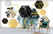 3D Geometric Hexagon Marble Wall Mural Wallpaper LQH 372- Jess Art Decoration