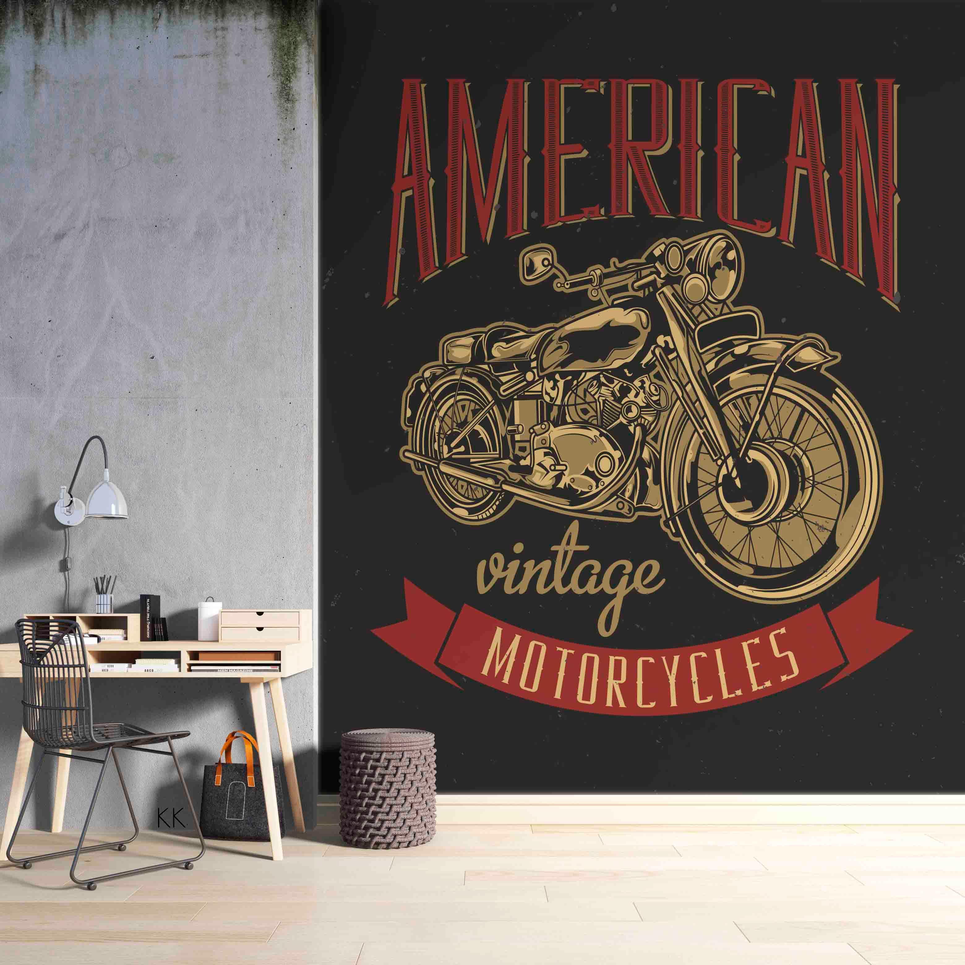 3D Classic American Motorcycle Illustration Wall Mural Wallpaper GD 3215- Jess Art Decoration