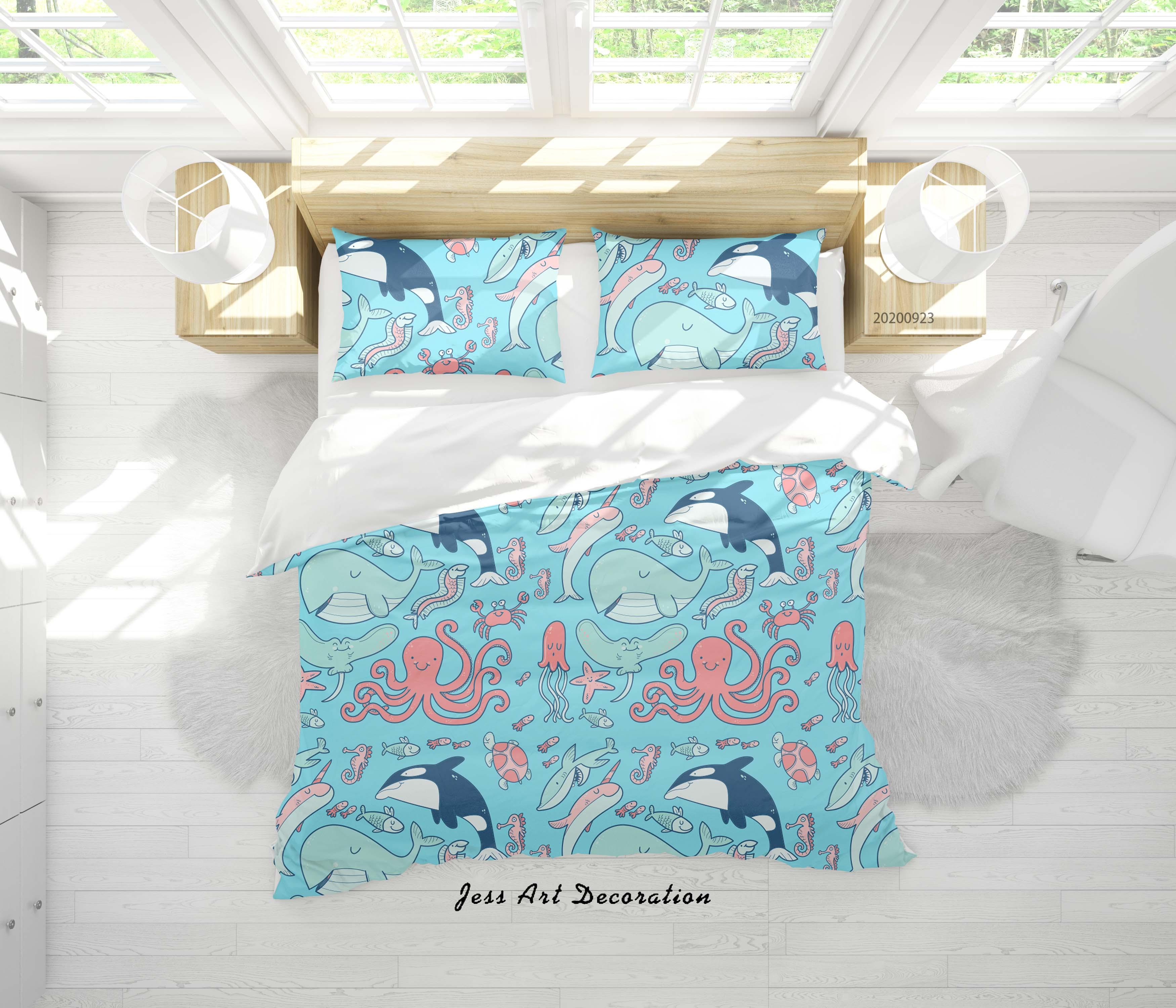 3D Marine Life Octopus Quilt Cover Set Bedding Set Duvet Cover Pillowcases WJ 6383- Jess Art Decoration