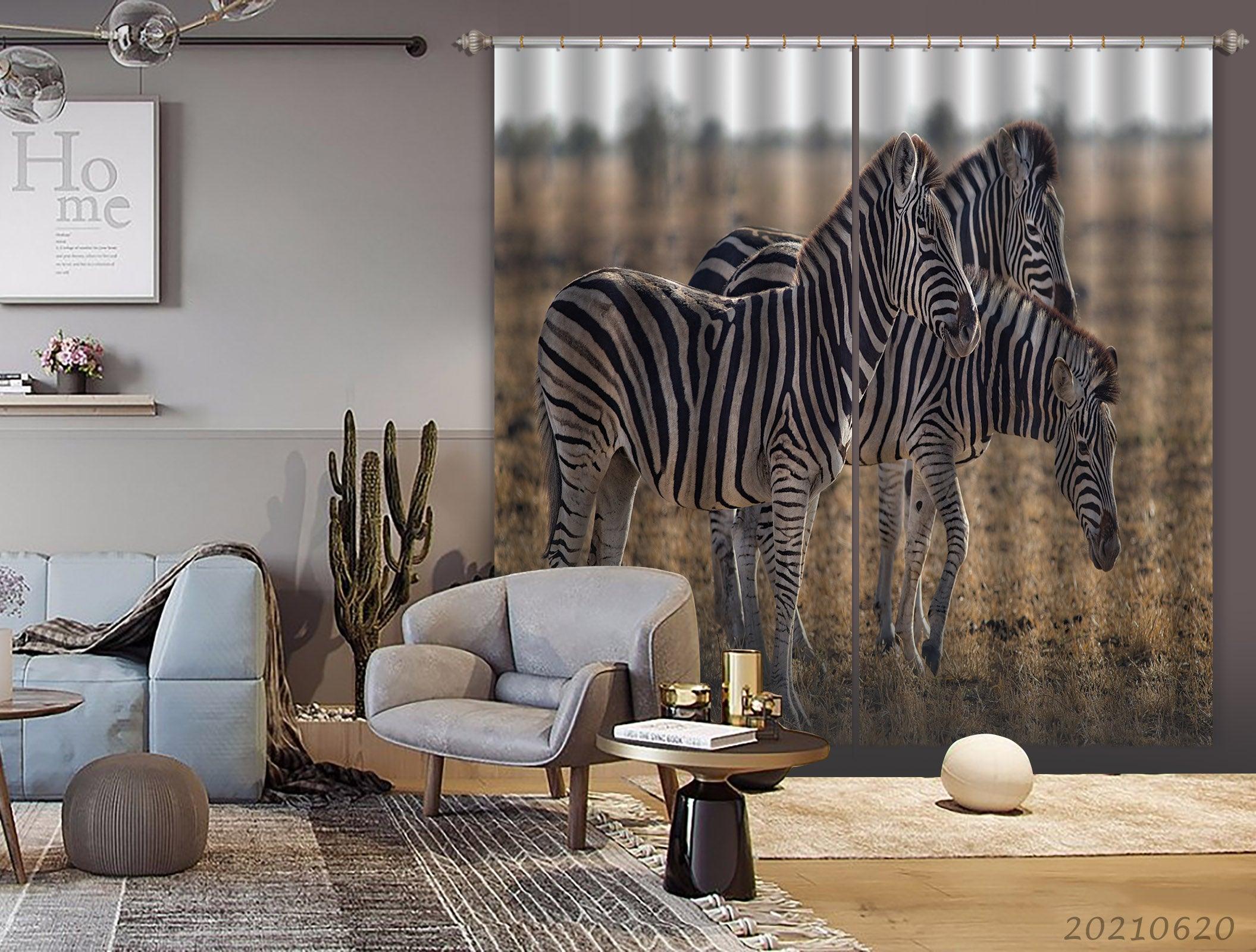 3D Zebra Prairie Pattern Curtains and Drapes GD 894- Jess Art Decoration