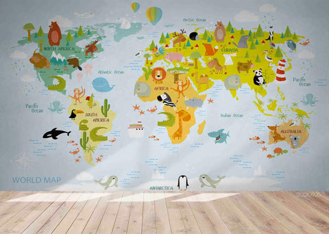 3D World Map Kids Wall Mural Wallpaper LQH 231- Jess Art Decoration