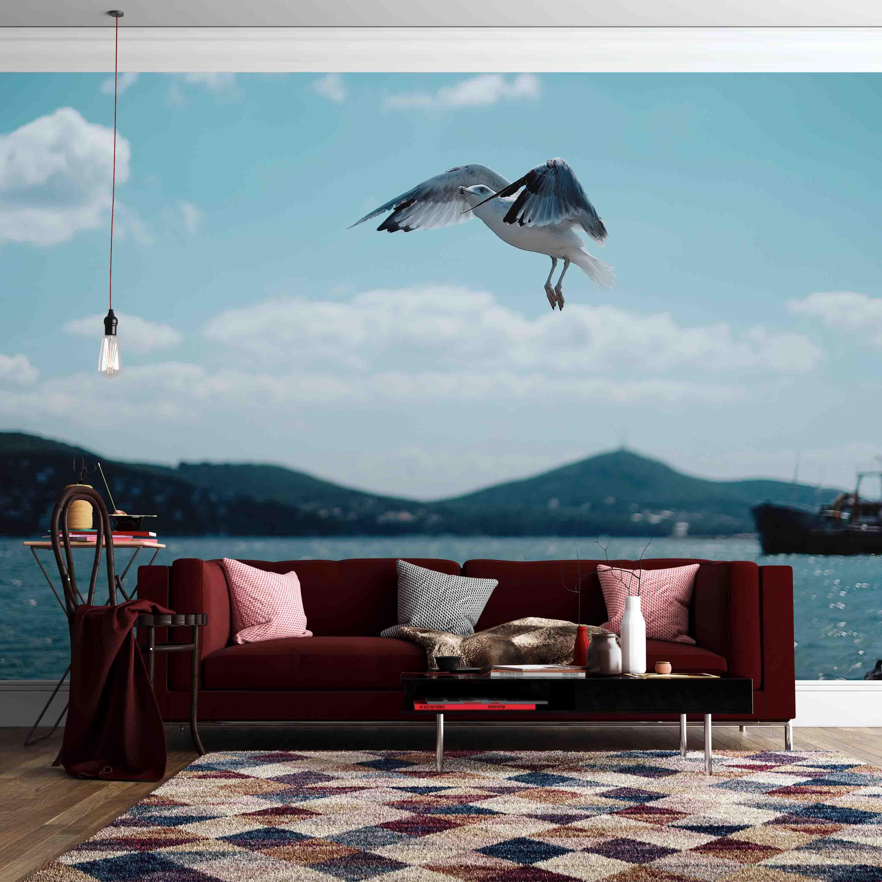3D Blue Sea Birds Wall Mural Wallpa  20- Jess Art Decoration