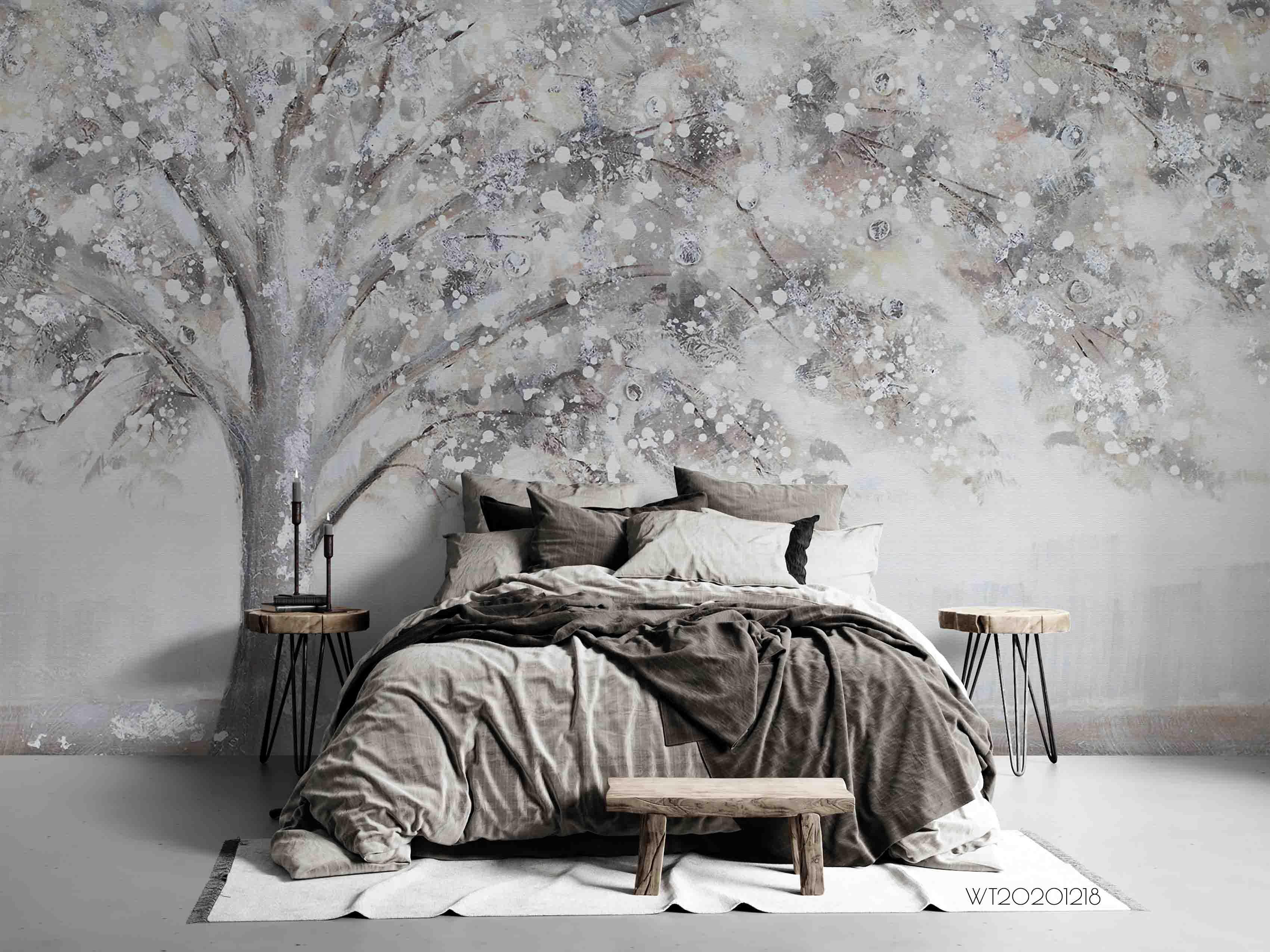 3D Hand Drawn Floral Tree Wall Mural Wallpaper LQH 142- Jess Art Decoration