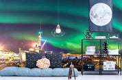 3D Green Night Sky Ship Wall Mural Wallpaper A017 LQH- Jess Art Decoration