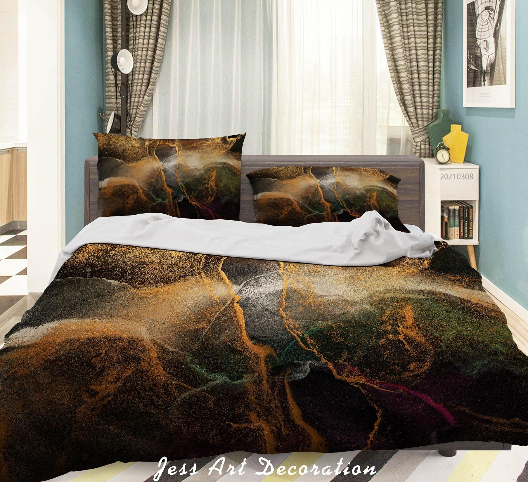 3D Watercolor Marble Pattern Quilt Cover Set Bedding Set Duvet Cover Pillowcases 266- Jess Art Decoration