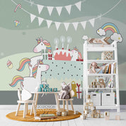 3D Unicorn Rainbow Cake unicorn rainbow birthday mural wall mural wallpaper for nursery