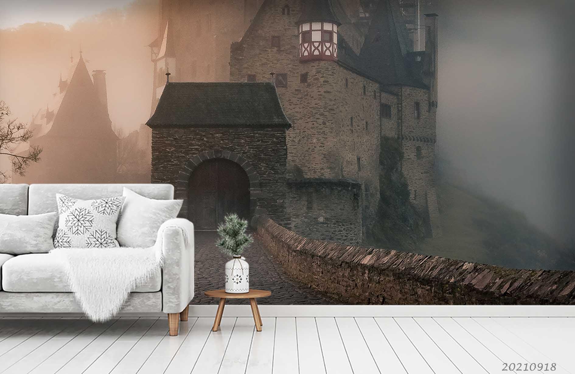 3D Castle Building Landscape Wall Mural Wallpaper LQH 589- Jess Art Decoration