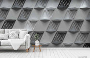 3D Grey Geometric Triangle Wall Mural Wallpaper LQH 319- Jess Art Decoration