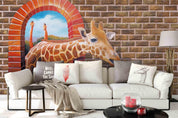3D Brick Wall Giraffe Wall Mural Wallpaper 43- Jess Art Decoration