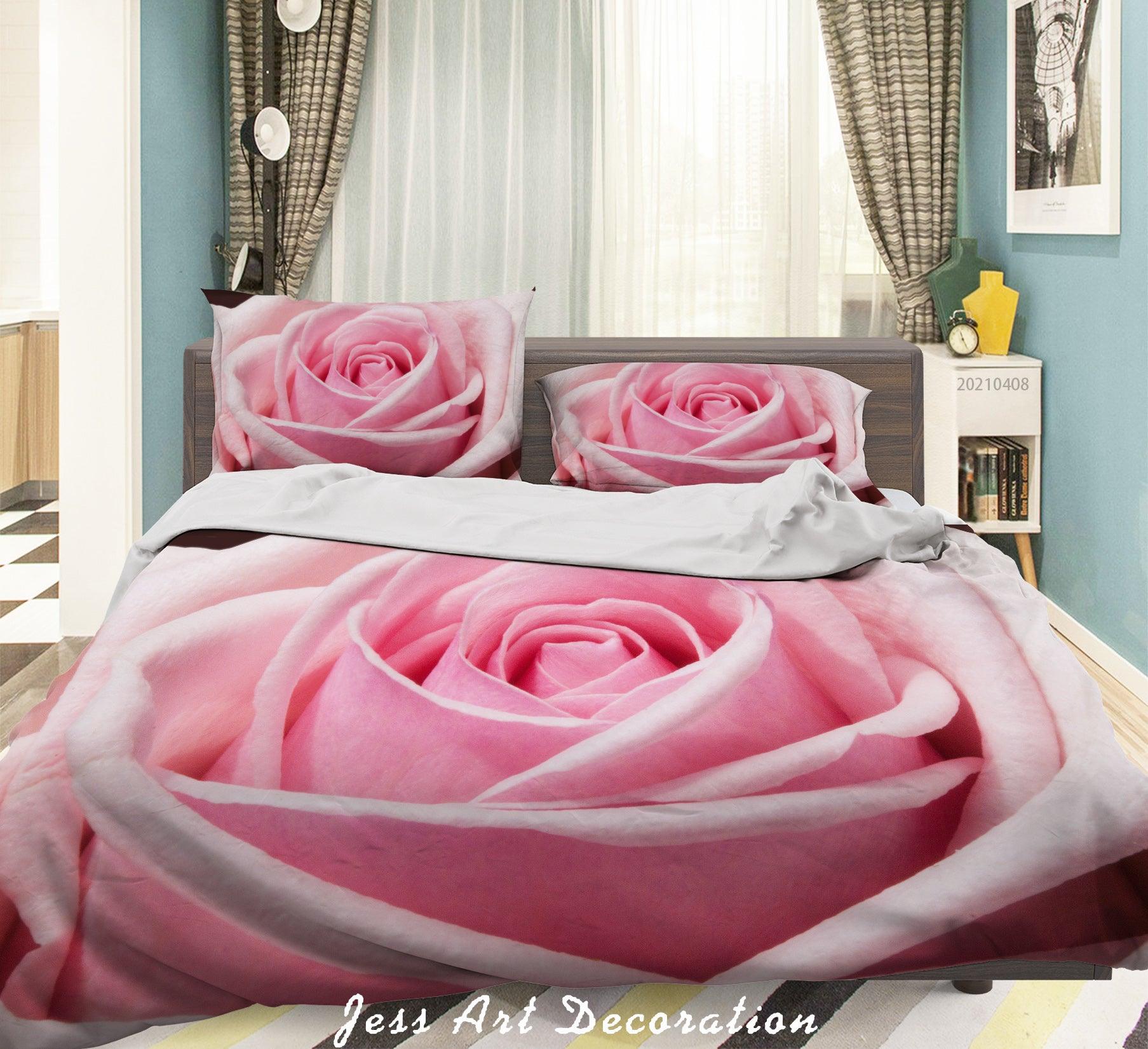 3D Pink Rose Floral Quilt Cover Set Bedding Set Duvet Cover Pillowcases 229- Jess Art Decoration