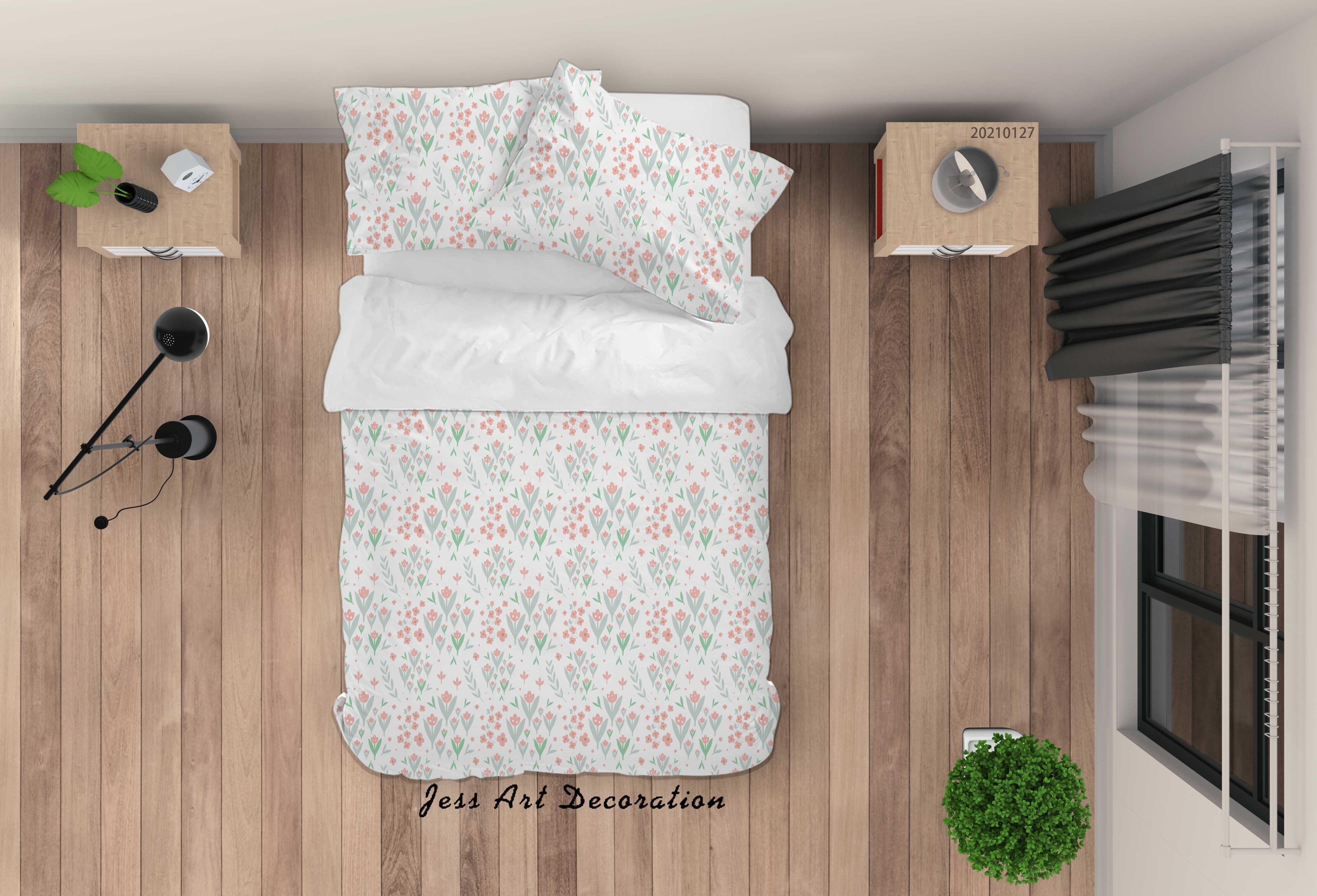 3D Watercolor Floral Pattern Quilt Cover Set Bedding Set Duvet Cover Pillowcases 185- Jess Art Decoration