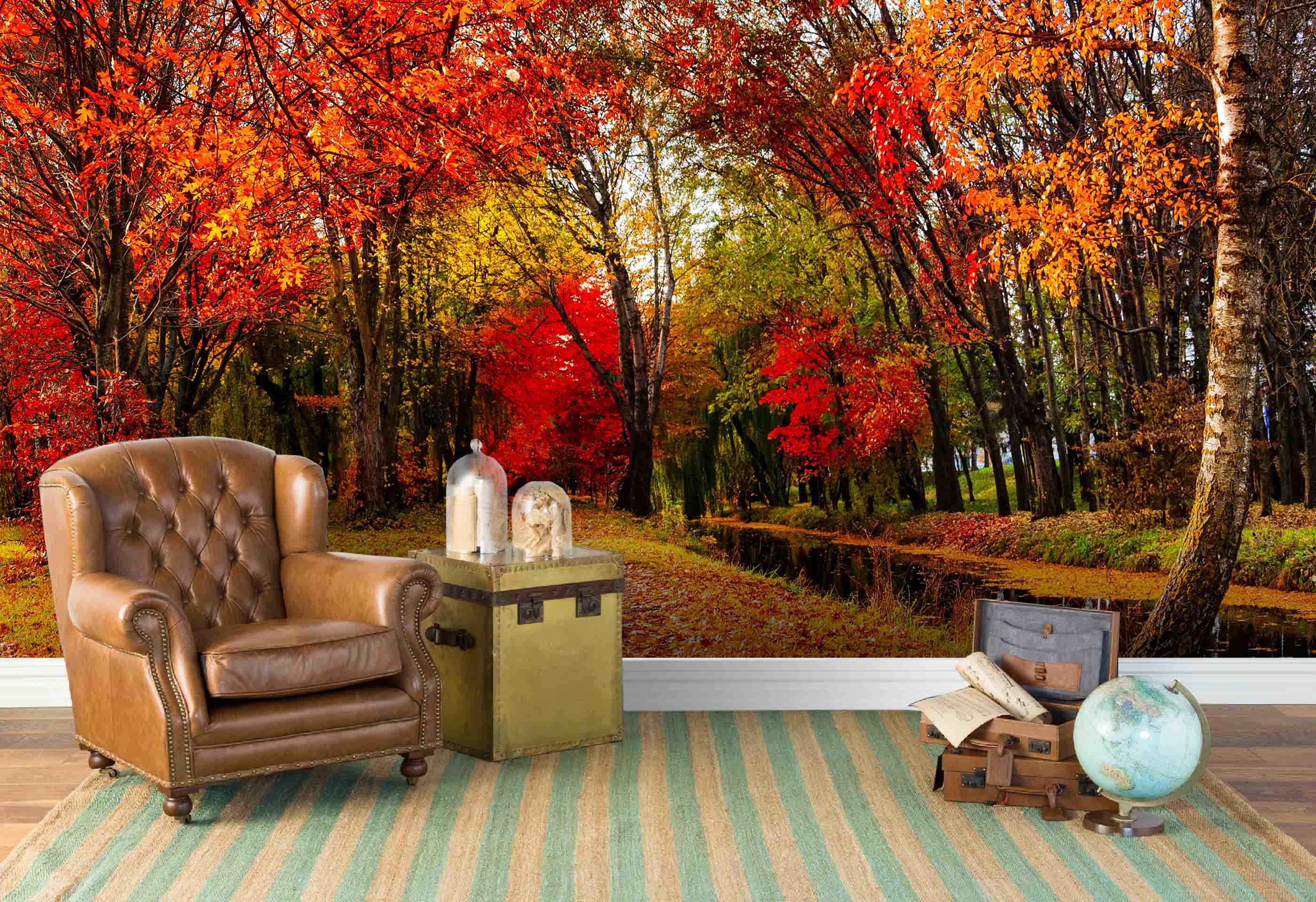 3D Red Leaves Late Autumn Wall Mural Wallpaper 85- Jess Art Decoration