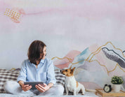 3D Watercolor Pink Mountain Wall Mural Wallpaper SWW 2- Jess Art Decoration