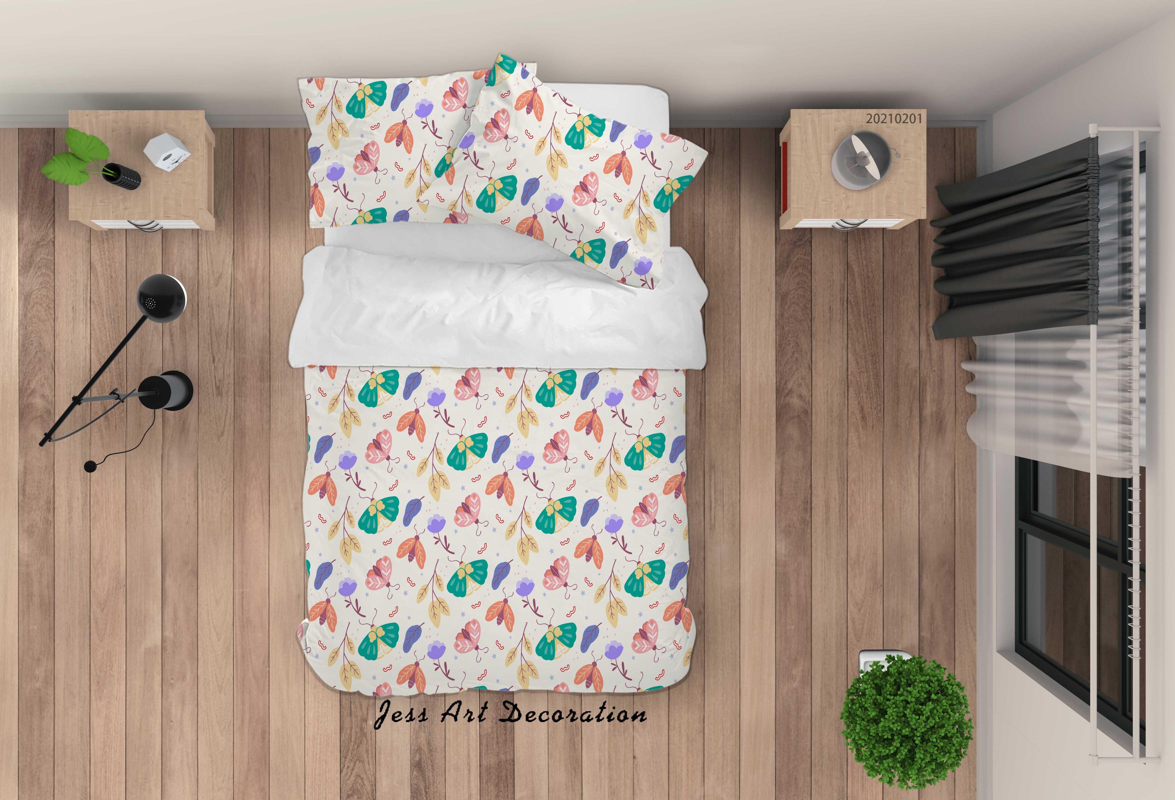 3D Watercolor Colored Insect Butterfly Quilt Cover Set Bedding Set Duvet Cover Pillowcases 49- Jess Art Decoration