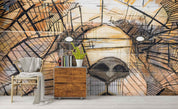 3D Yellow Graffiti Art Abstract Lion Wall Mural Wallpaper ZY D79- Jess Art Decoration