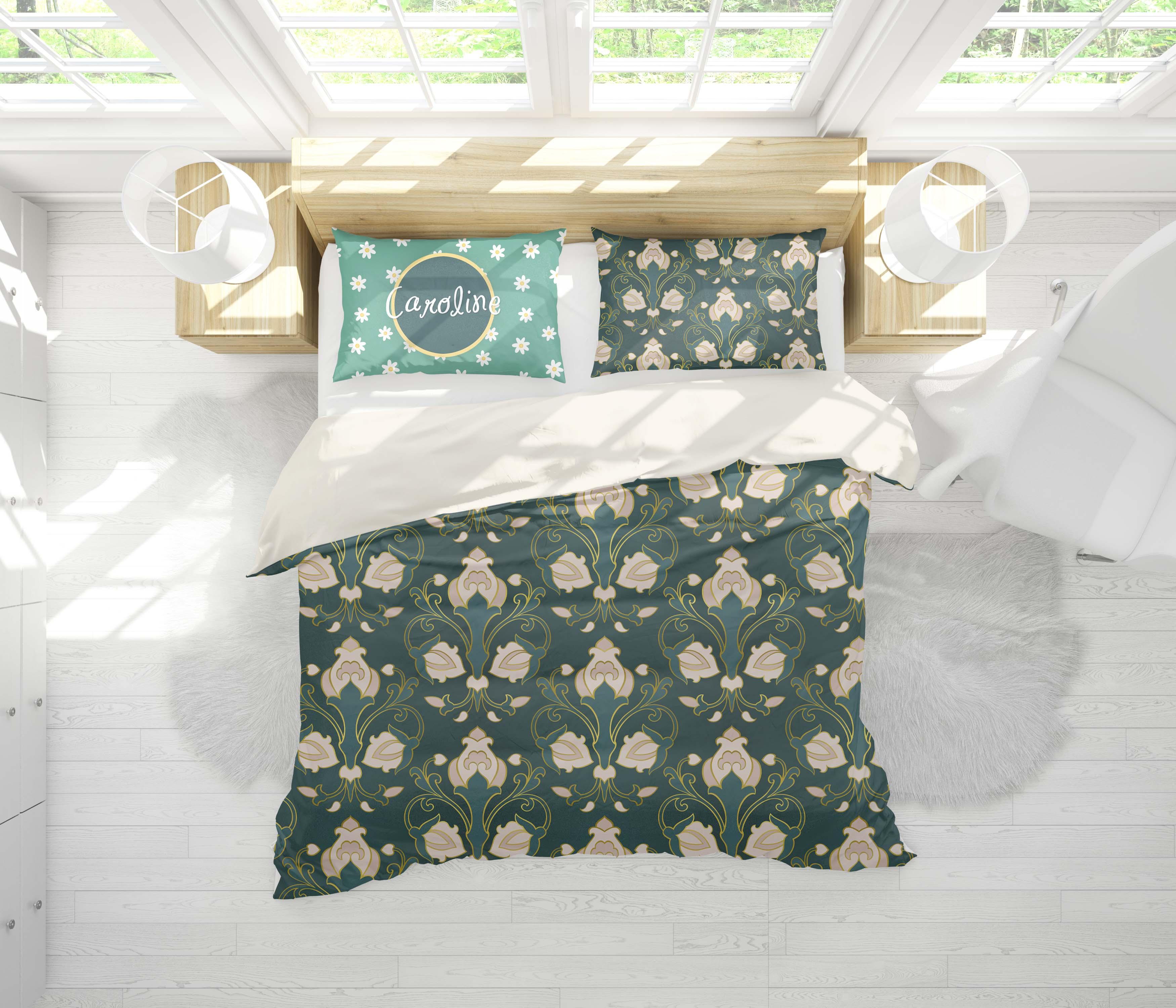 3D Abstract Floral Dark Green Quilt Cover Set Bedding Set Pillowcases 65- Jess Art Decoration
