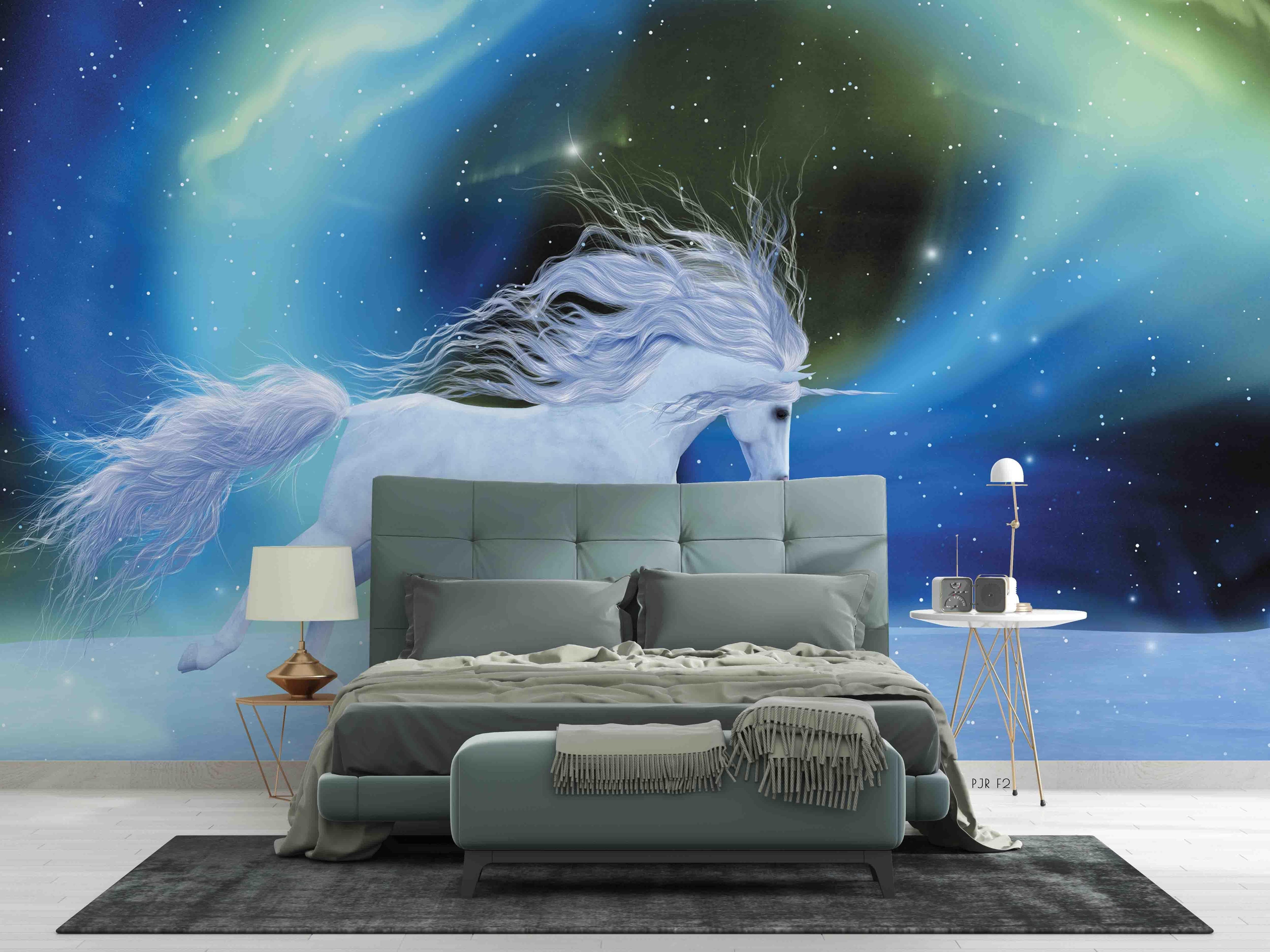 3D Aurora Unicorn aurora unicorn fantasy mural wall mural wallpaper for bedroom