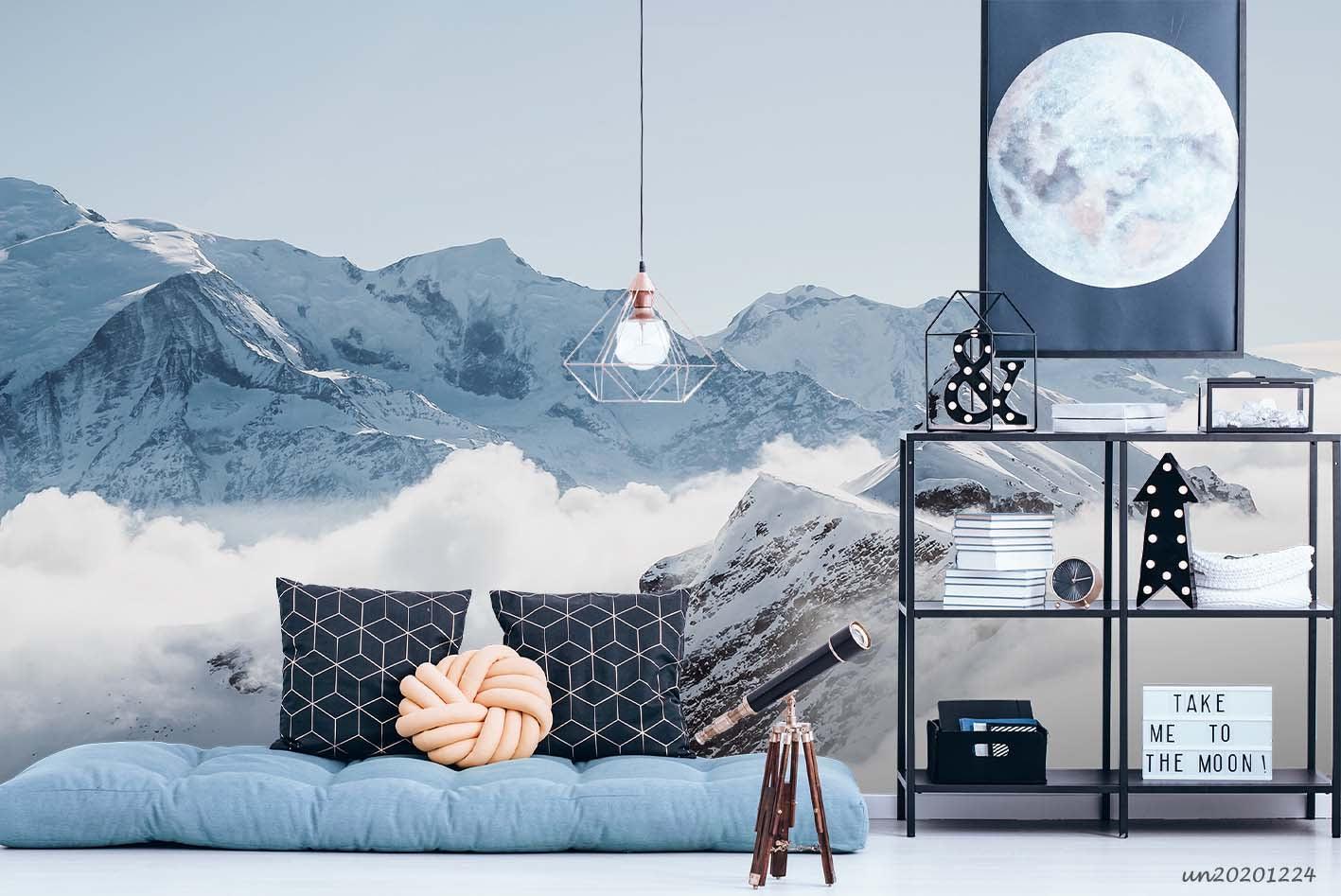 3D Sky Snow Mountain White Cloud Wall Building Wall Mural Wallpaper LQH 786- Jess Art Decoration