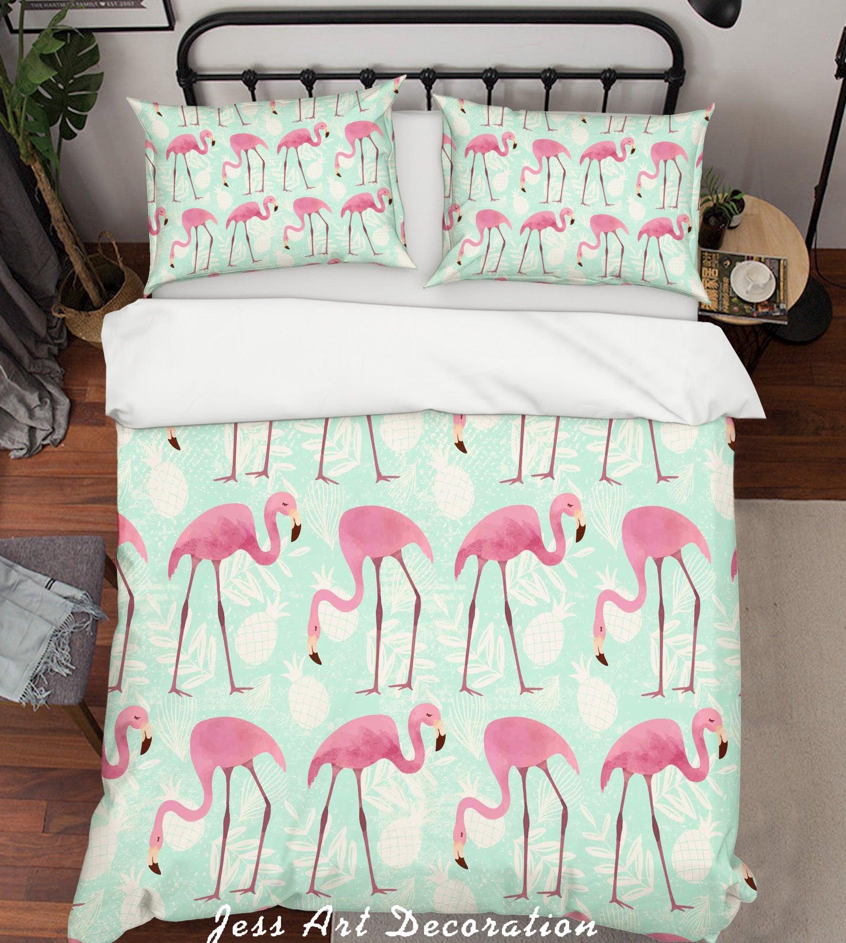 3D Pink Flamingos Quilt Cover Set Bedding Set Pillowcases 155- Jess Art Decoration