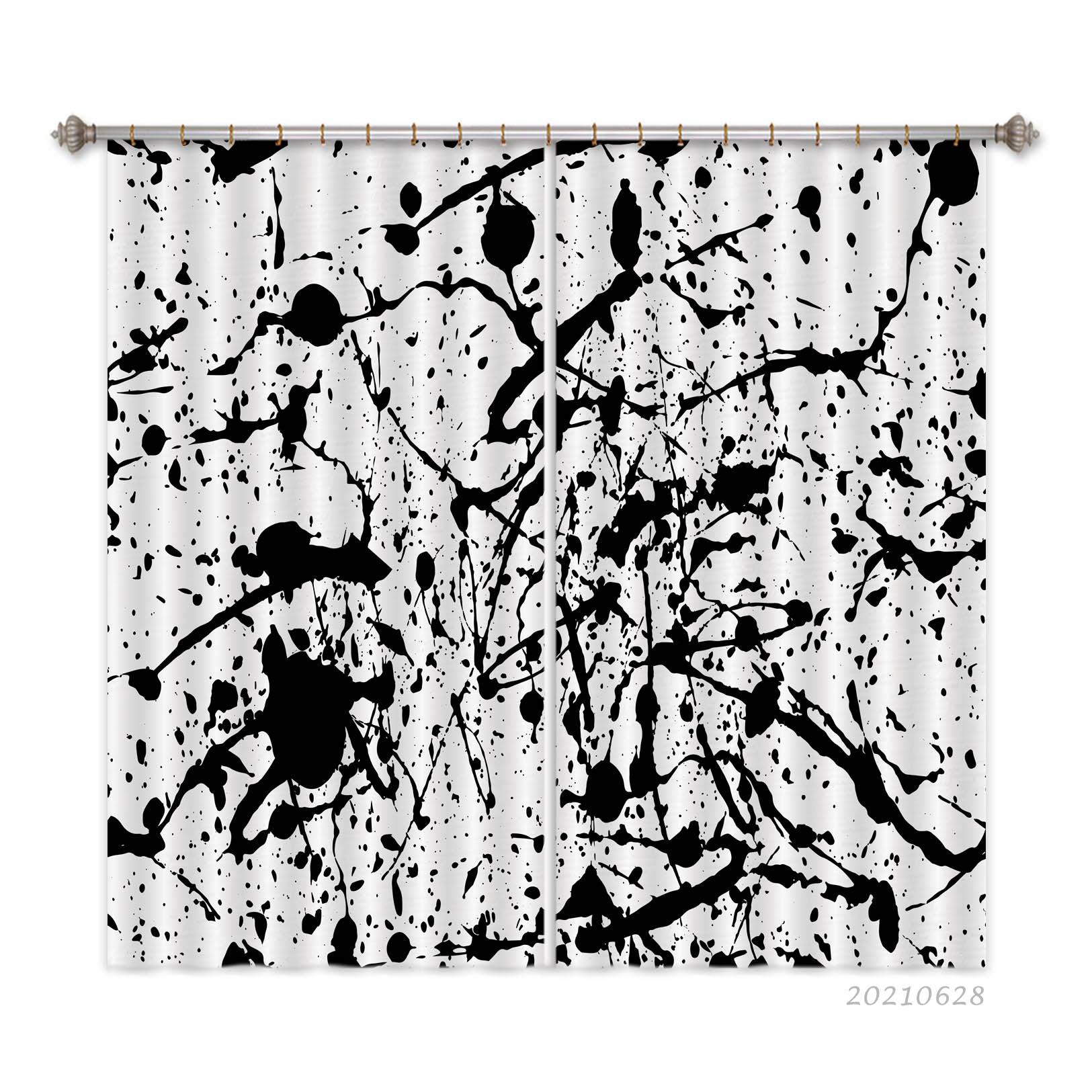 3D Abstract Black Graffiti Curtains and Drapes LQH 29- Jess Art Decoration