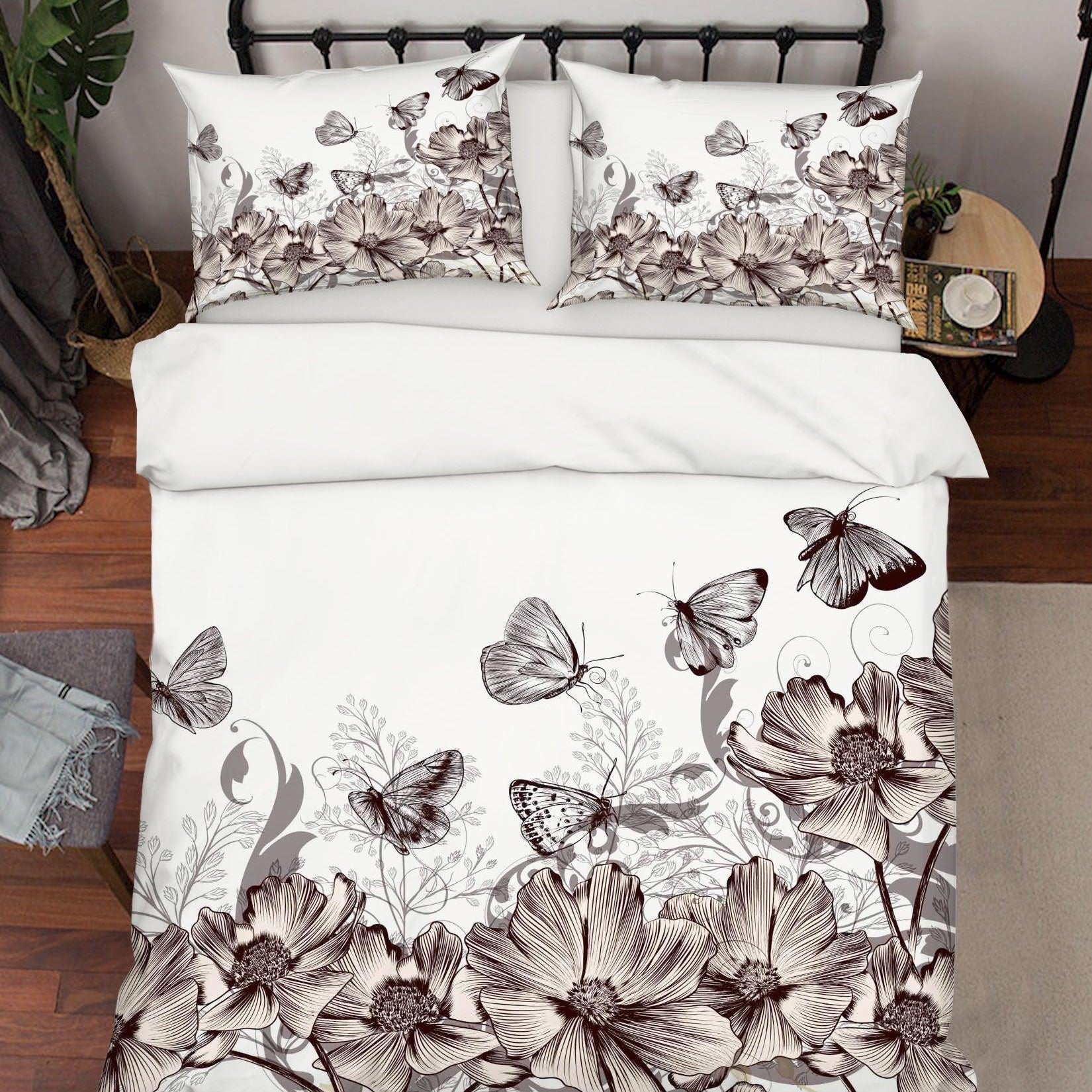 3D Floral Butterfly Quilt Cover Set Bedding Set Duvet Cover Pillowcases SF99- Jess Art Decoration