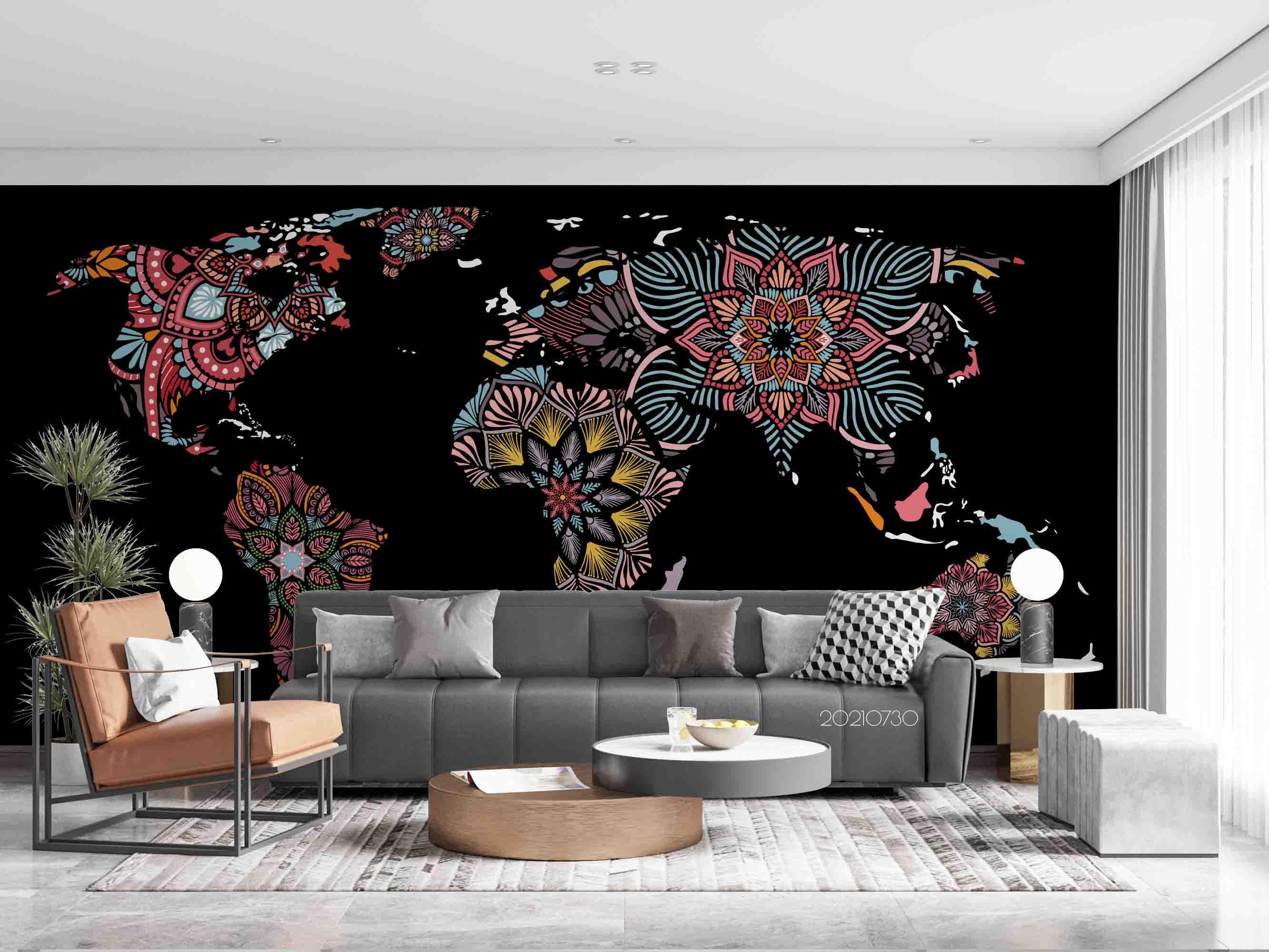 3D Abstract Art Map World Wall Mural Wallpaper SWW4481- Jess Art Decoration