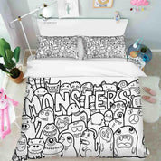 3D Abstract Ghost Doodle Quilt Cover Set Bedding Set Duvet Cover Pillowcases 68- Jess Art Decoration