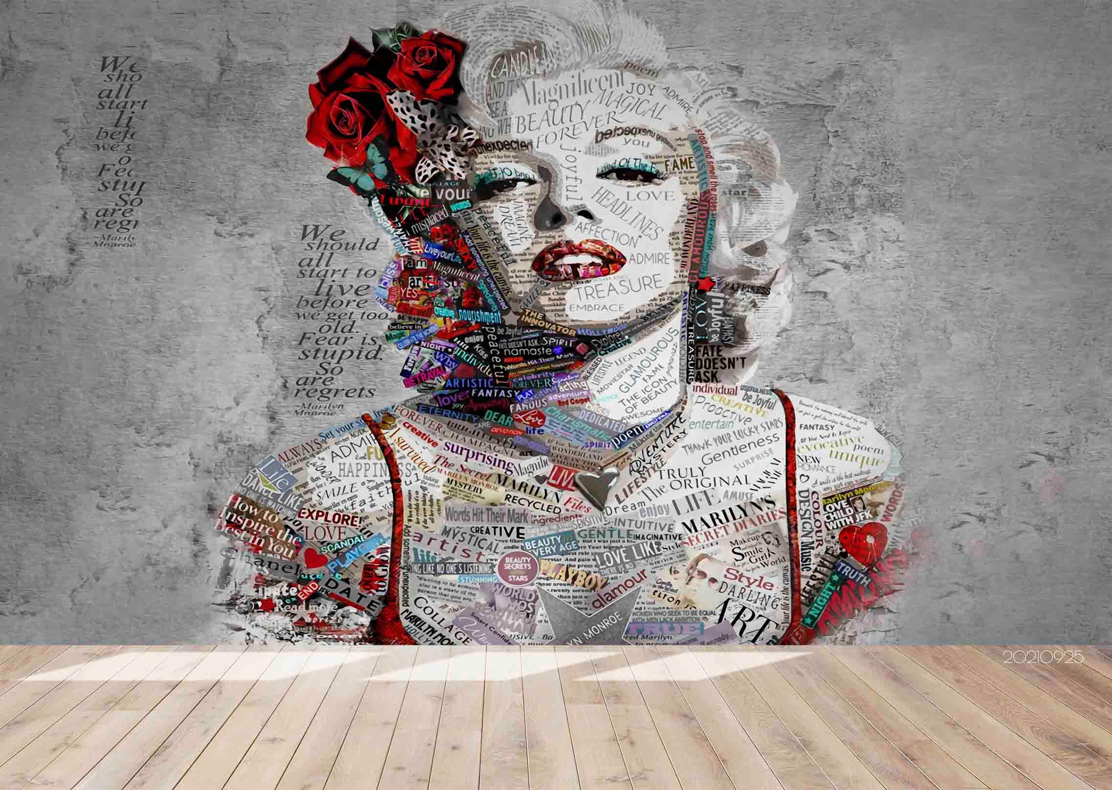 3D Marilyn Monroe Wall Mural Wallpaper LQH 304- Jess Art Decoration