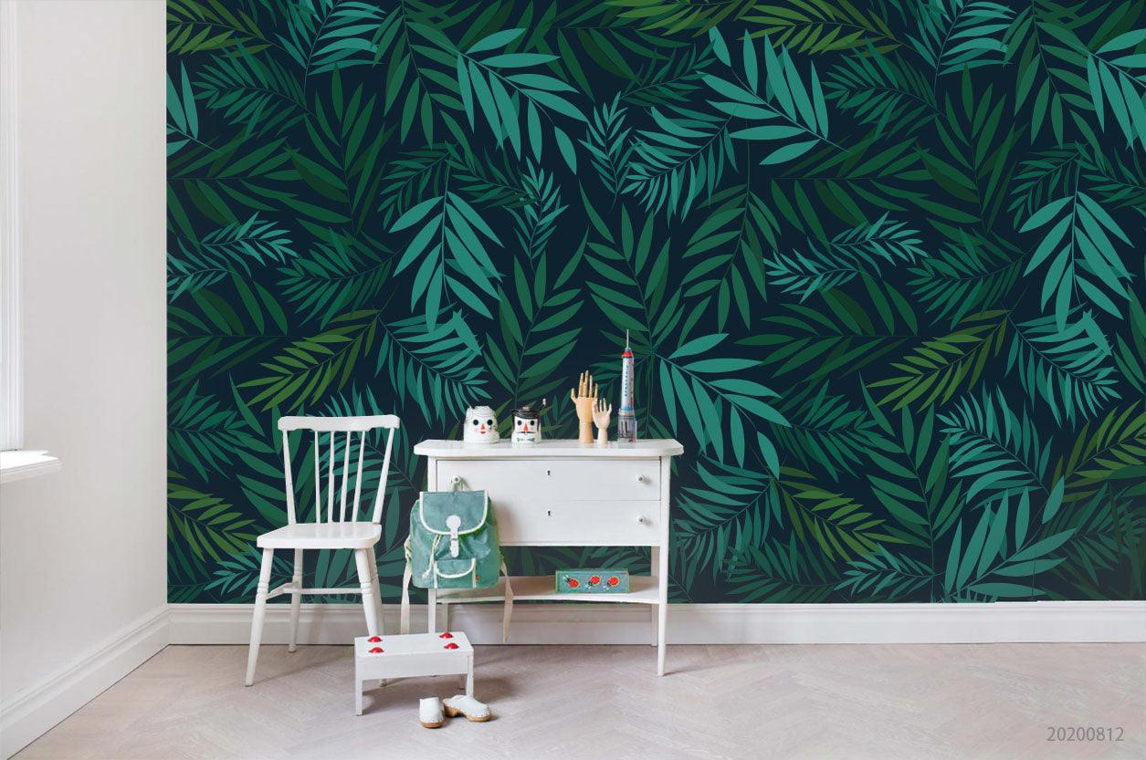3D Green Leaves Wall Mural Wallpaper LXL 1122- Jess Art Decoration