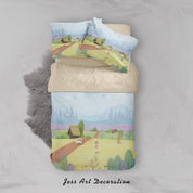 3D House Wheat Field Girl Painting Quilt Cover Set Bedding Set Duvet Cover Pillowcases A453 LQH- Jess Art Decoration