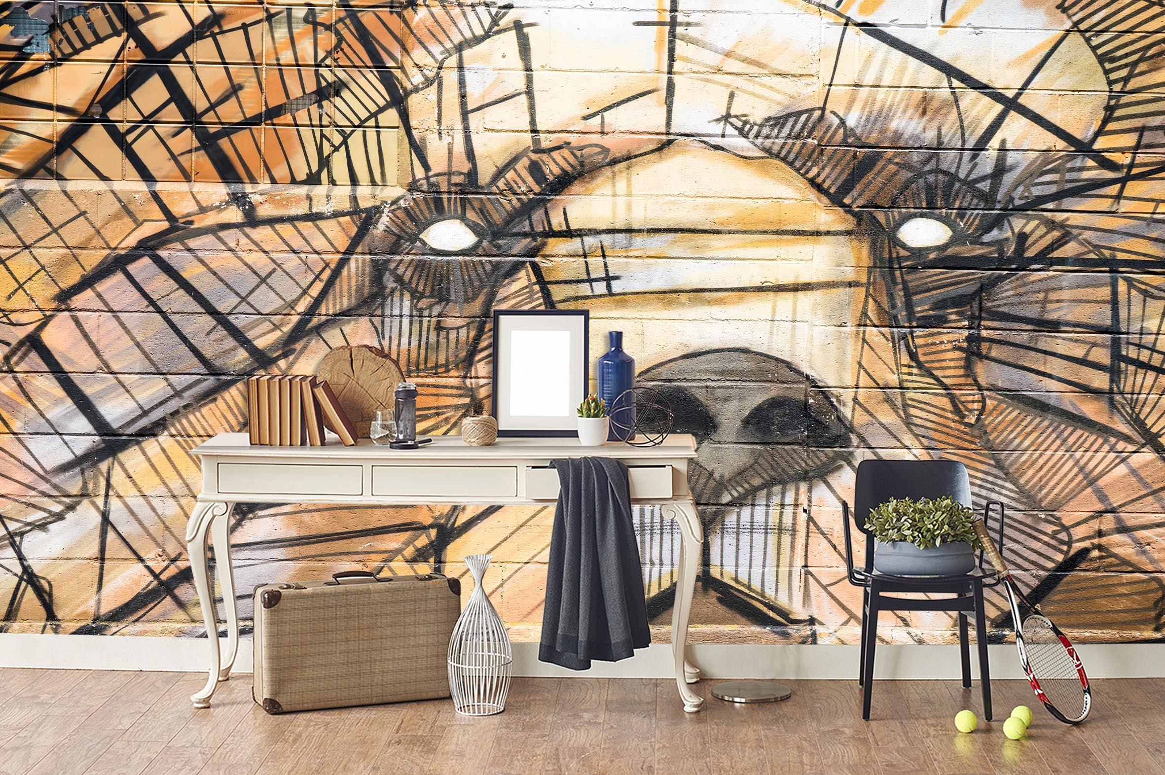 3D Hand Paint Abstract Dog Face Wall Mural Wallpaper 167- Jess Art Decoration