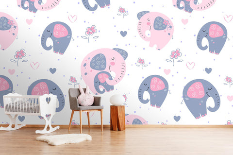 3D cartoon pink elephants wall mural wallpaper 32- Jess Art Decoration