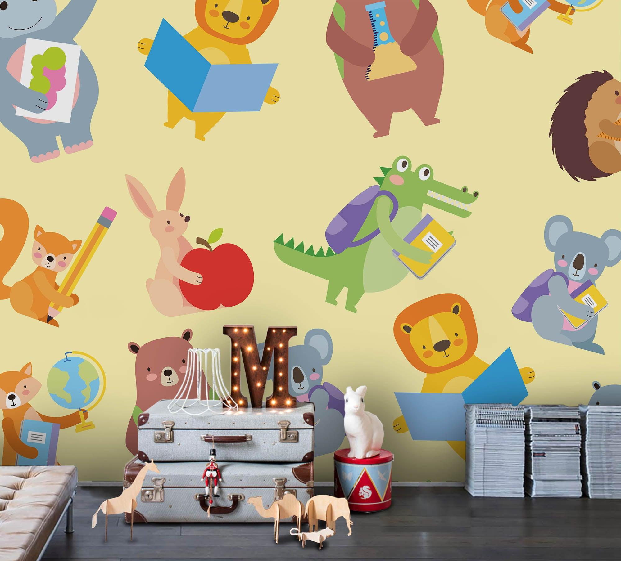 3D Cartoon Color Animal Wall Mural Wallpaper A190 LQH- Jess Art Decoration