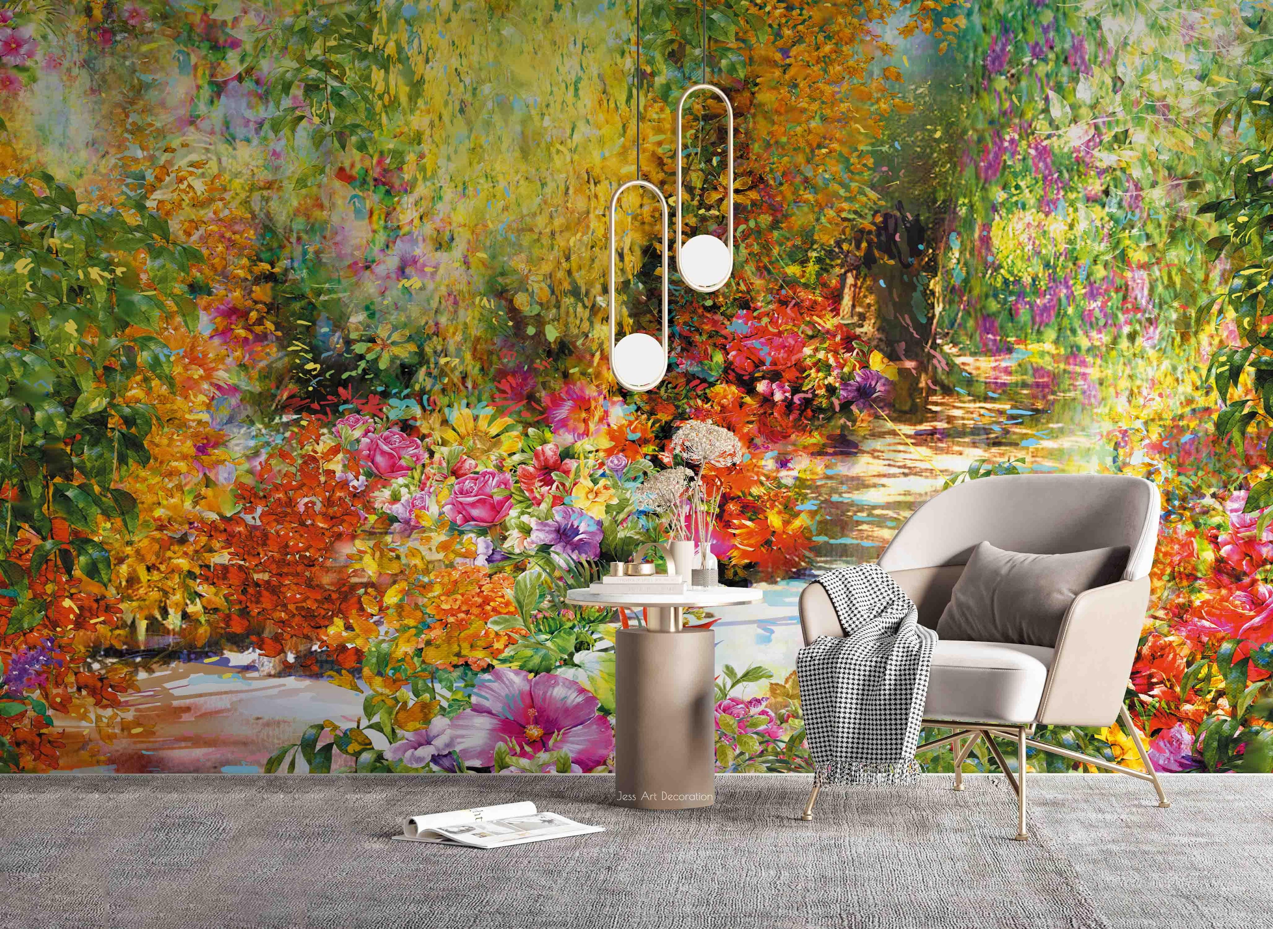 3D Woods Flower Landscape Painting Wall Mural Wallpaper GD 2589- Jess Art Decoration