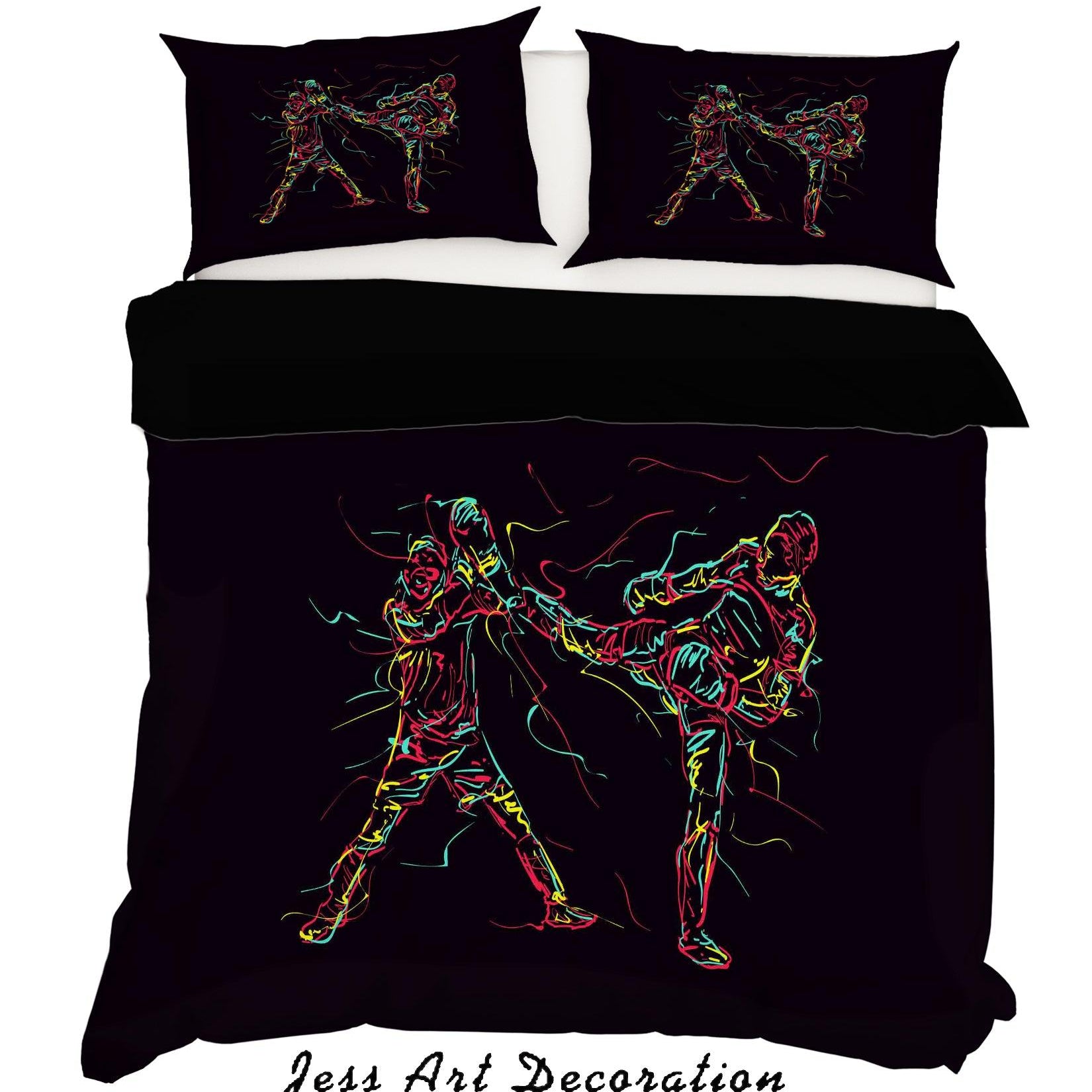 3D Black Boxing Quilt Cover Set Bedding Set Pillowcases 31- Jess Art Decoration