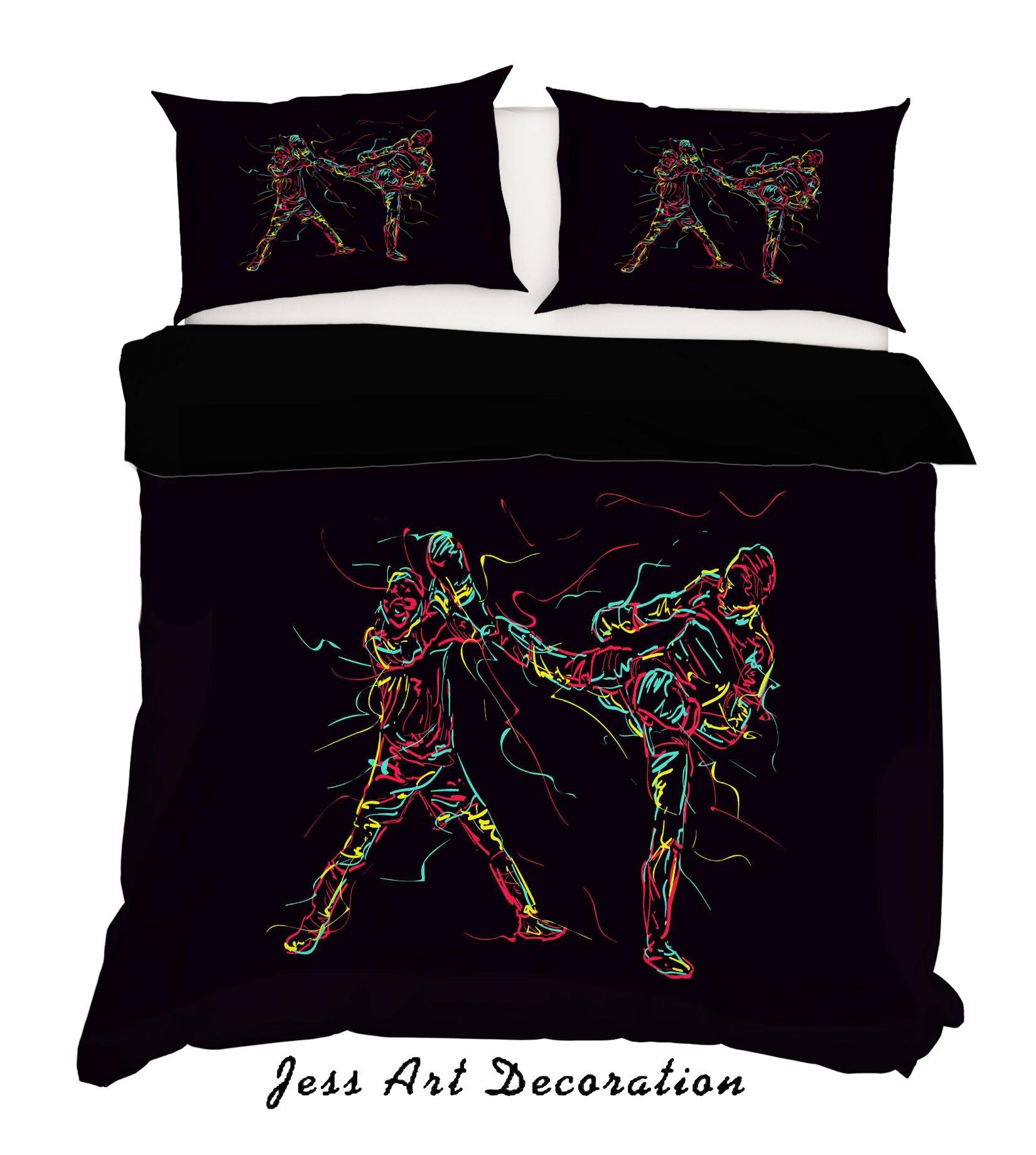 3D Black Boxing Quilt Cover Set Bedding Set Pillowcases 31- Jess Art Decoration