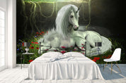3D White Unicorn Wall Mural Wallpaper 157- Jess Art Decoration