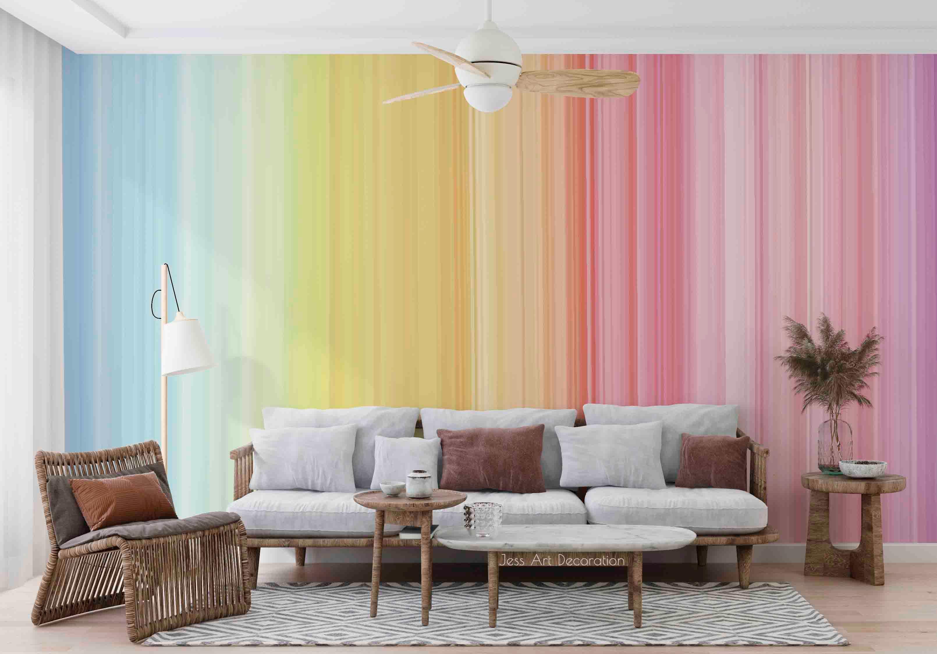 Colorful Vertical Stripes Texture Contemporary Wallpaper contemporary street art wall mural for creative room or feature wall